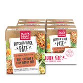 The Honest Kitchen Butcher Block Pâté with beef, cheddar and farm veggies, a complete meal option.