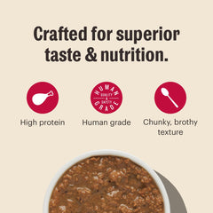 The Honest Kitchen minced chicken texture image highlights real ingredients for felines