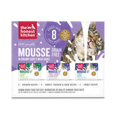 The Honest Kitchen cat mousse goat's milk pack showing convenient 8-pack variety.