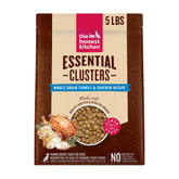 The Honest Kitchen Essential Clusters turkey and chicken bag shows a 5 lb capacity for regular feeding.