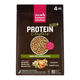 The Honest Kitchen Protein Plus Clusters bag open reveals real ingredients for high-protein canine meals