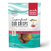 The Honest Kitchen cod crisps bag front highlighting limited ingredients for sensitive dogs.