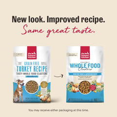 The Honest Kitchen turkey clusters close-up highlights grain-free ingredients for dogs.