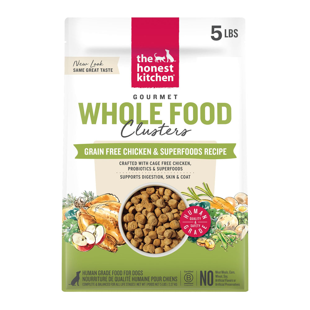 The Honest Kitchen whole food clusters chicken dry dog food 5 lb bag β nutrition for all stages.