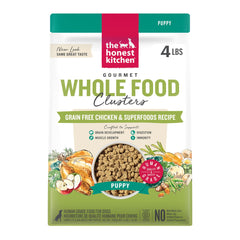The Honest Kitchen Whole Food Clusters puppy bag with grain-free chicken supports growing puppies' nutrition