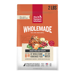 The Honest Kitchen Wholemade Dehydrated Dog Food beef 2lb bag front, quick nutritious meals