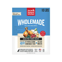 The Honest Kitchen Wholemade turkey dog food bag close-up showing clean ingredients for home meals