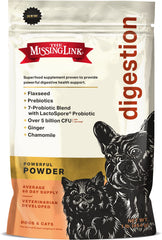 The Missing Link Digestion bottle front view showing packaging and label benefits for pets