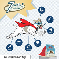 The Missing Link Smartmouth 28-count bag highlights veterinarian-developed formula for overall health.