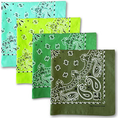 The Peacock Crew Greens mint bandana flatlay for versatile styling