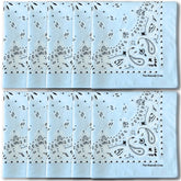 The Peacock Crew sky blue bandana with paisley pattern, ideal for outdoor events.