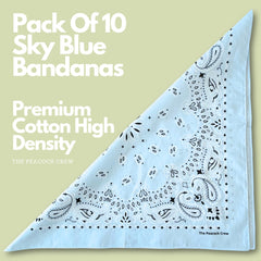 The Peacock Crew 10-pack bandana set in soft cotton, durable for daily wear.