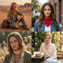 The Peacock Crew Sunset Almond bandana showcases timeless paisley for easy everyday outfits.