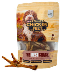 The Primal Theory dehydrated chicken feet bag closeup, pure and digestible.