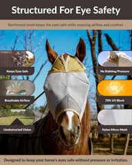 The Sunny Zebra size guide ensures a snug fit for standard horse measurements.