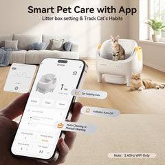 Thereye app-connected litter box enables remote monitoring and scheduling.