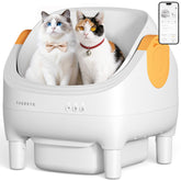 Thereye automatic litter box open-top design for easy multi-cat entry.