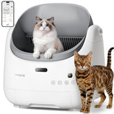 Thereye self-cleaning cat litter box with open top for easy access and multi-cat use.