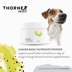 ThorneVet Canine Basic Nutrients Powder, suitable for growing puppies' balanced nutrition.