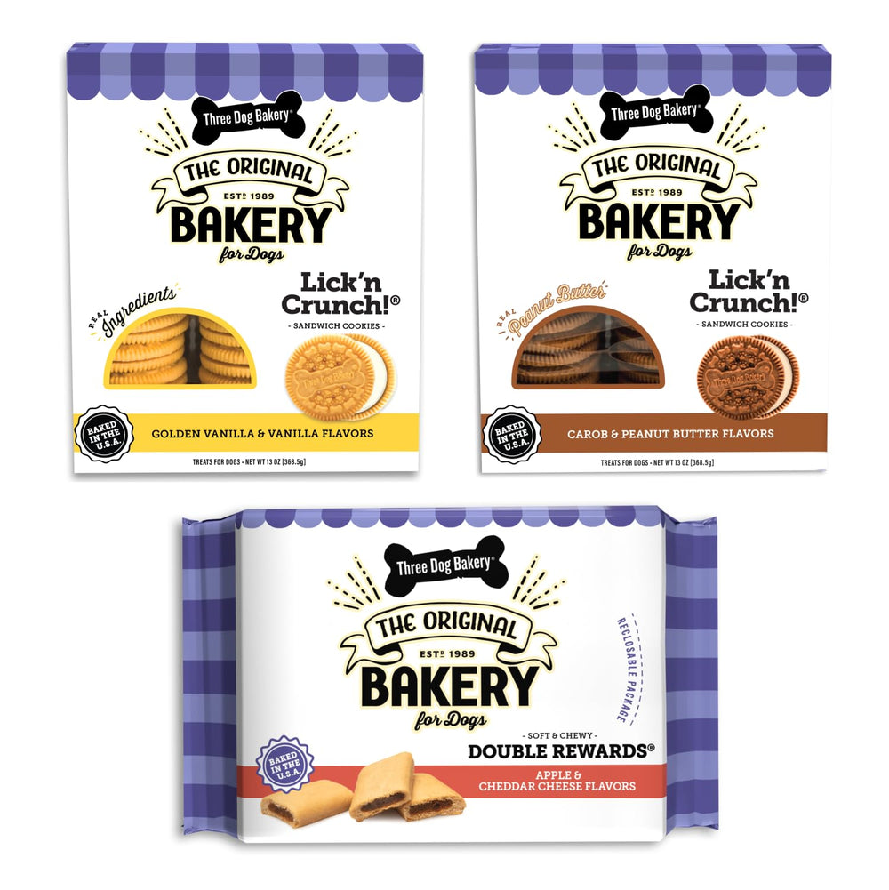 Three Dog Bakery classic cookies peanut-butter visual focus daily treats.