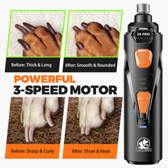 Three-speed motor on the Whisper Quiet Grinder for small to large dogs.