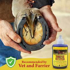 Thrush Buster precision applicator used on hoof for efficient application