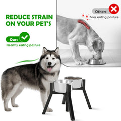TIDANT dog bowl stand with adjustable width 7-10.6 inches for different bowls.