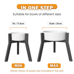 TIDANT elevated dog bowl stand adjustable width 7-10.6 inches for various bowls.