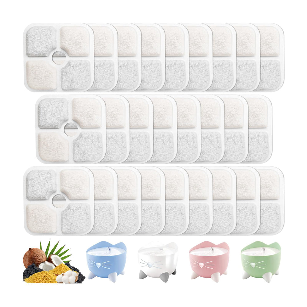 TidiRob 26-pack cat fountain filter front view showing value and Catit PIXI compatibility