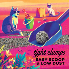 Purina Tidy Cats Bahama Sunset close-up shows tight clumps for scooping.