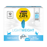 Tidy Cats Lightweight with Glade Clear Springs litter front view shows lightweight design and odor control.