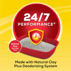 Tidy Cats low-dust formula keeps pours cleaner and reduces dust.