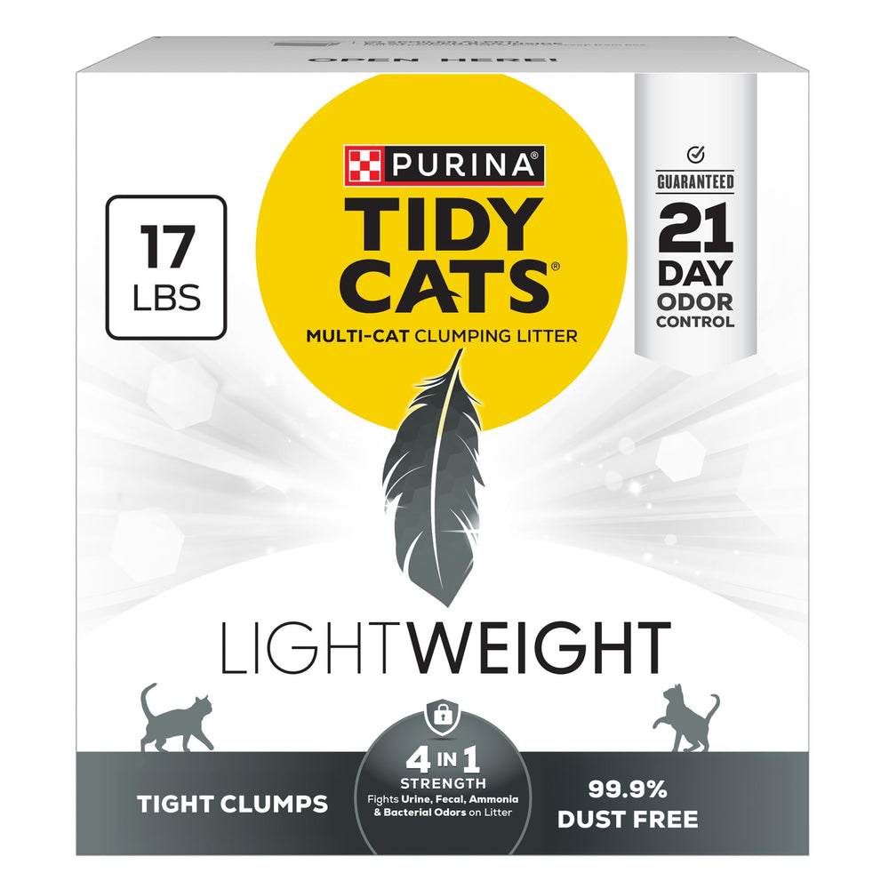 Tidy Cats LightWeight 4-In-1 Strength odor-control-litter reduces odor for up to 21 days.