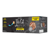 Tiki Cat After Dark wet cat food can showing shredded chicken in savory broth for protein-rich meals.