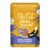 Tiki Cat Aloha Friends chicken-pumpkin-egg wet food close-up, grain-free nutrition for all life stages