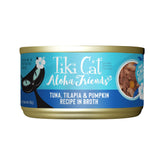 Tiki Cat Aloha Friends tuna-tilapia-pumpkin can showing real ingredients for cats