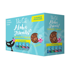 Tiki Cat Aloha Friends tuna pumpkin pouch offers grain-free nutrition for all life stages.