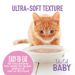 Tiki Cat Baby Weaning Puree pouch featuring nutrient-dense liver and egg.