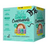 Tiki Cat Born Carnivore Complements pouch close-up with real chicken for protein-rich topping