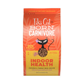 Tiki Cat Born Carnivore Indoor Health bag front showing high-protein indoor cat formula