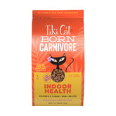 TIKI CAT Born Carnivore Indoor Health chicken-first ingredient visual highlight for indoor cats