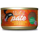 Tiki Cat Grill Pate can with mackerel and sardines offers high-protein cat meals.