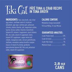 Tiki Cat Grill Pâté tuna-crab can opened, protein-rich meal