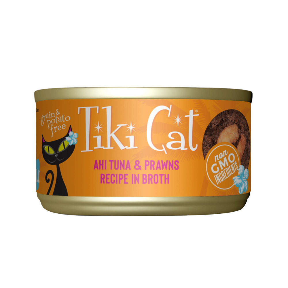 Tiki Cat Grill can closeup with ahi tuna and prawns for high-protein flavor