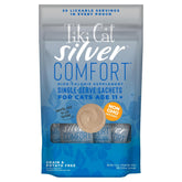 Tiki Cat Silver Comfort Mousse chicken liver 5.6 oz pouch offering senior cat nutrition.