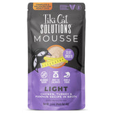 Tiki Cat Solutions Light Mousse packaging highlights non-GMO ingredients for mindful feeding.