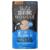 Front view of the Tiki Cat Solutions Mineral Balance Mousse pouch highlighting urinary health support.
