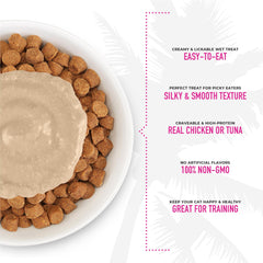 Tiki Cat Stix close-up mousse texture, indulgent lickable treat.