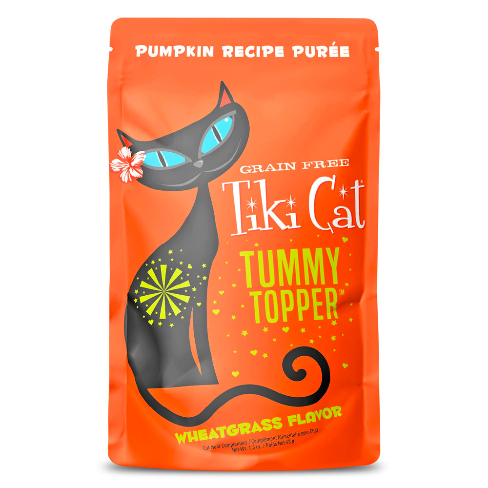 Tiki Cat Tummy Topper pumpkin puree in a bowl supports digestion
