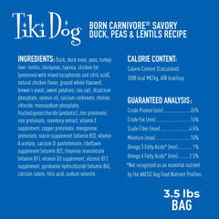 Top view of Tiki Dog Born Carnivore 3.5lb bag for convenient feeding